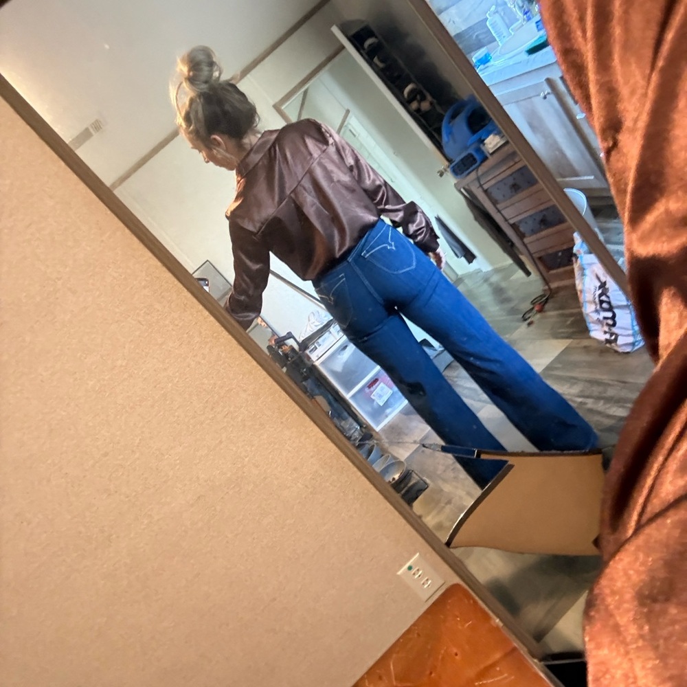 Ariat Dark Blue Wide Leg Flare Jeans - Picture 9 of 12